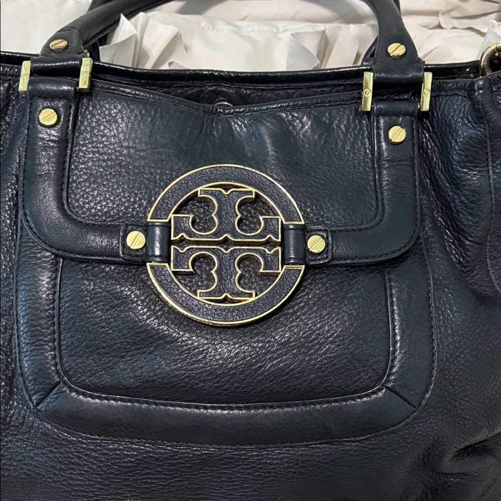 Tory Burch Black Leather Handbag satchel - Picture 2 of 12
